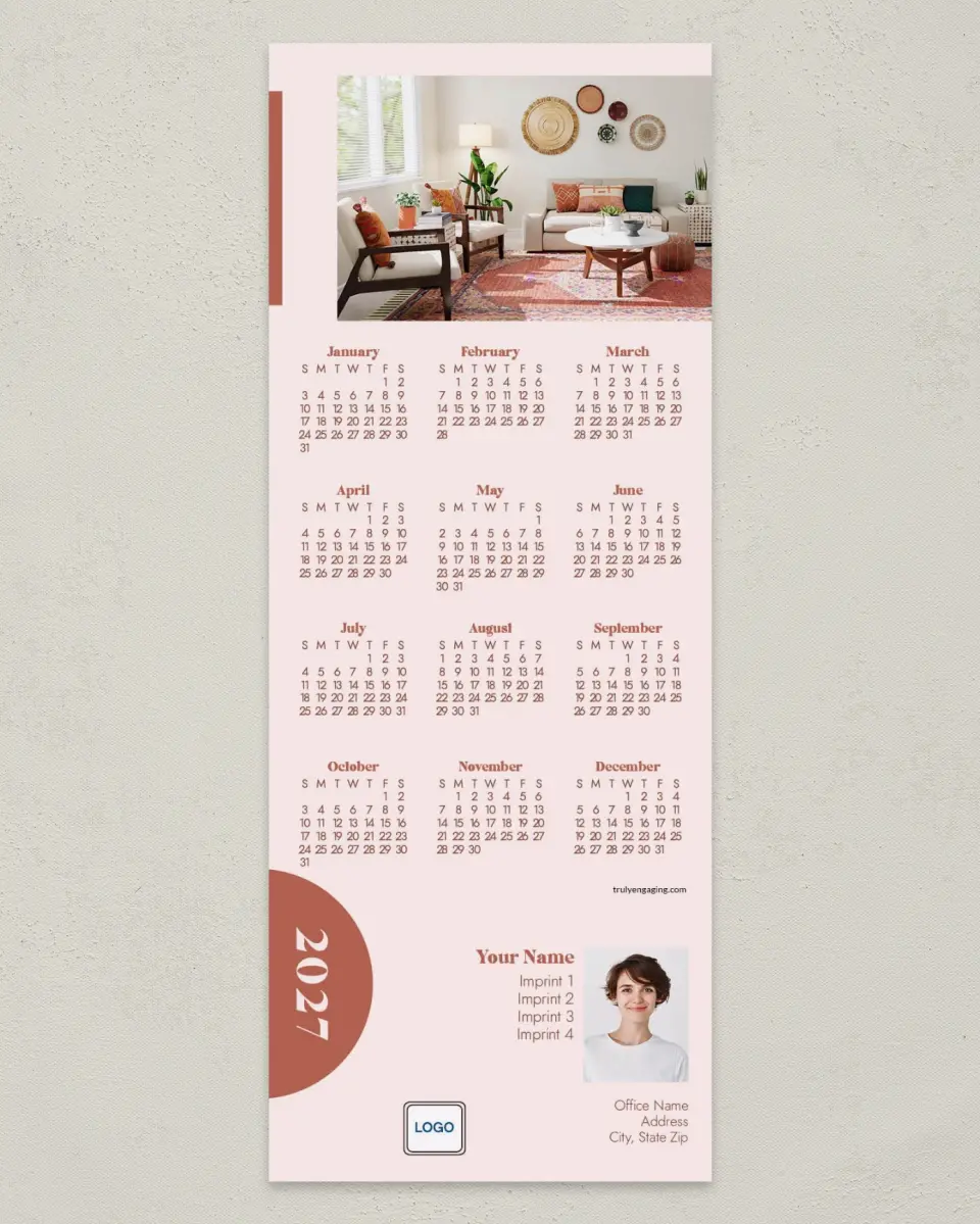 This is a 3½" x 9" Calendar MagnetCard called Boho Shapes printed in full color