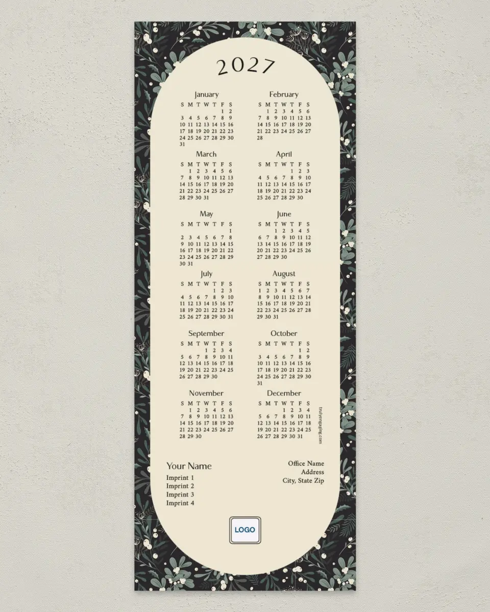 This is a 3½" x 9" Calendar MagnetCard called Blooming Pattern printed in full color
