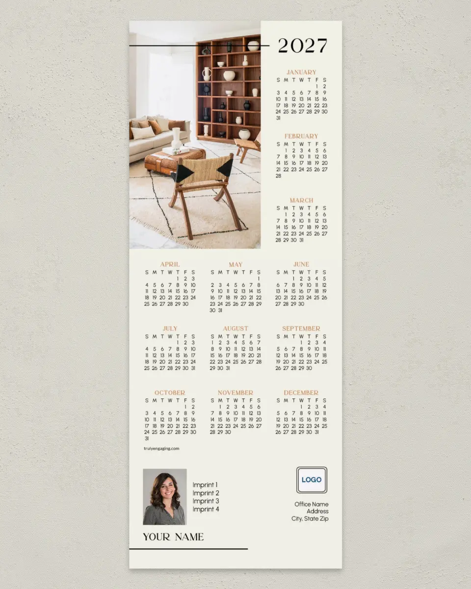 This is a 3½" x 9" Calendar MagnetCard called Trendy Room printed in full color