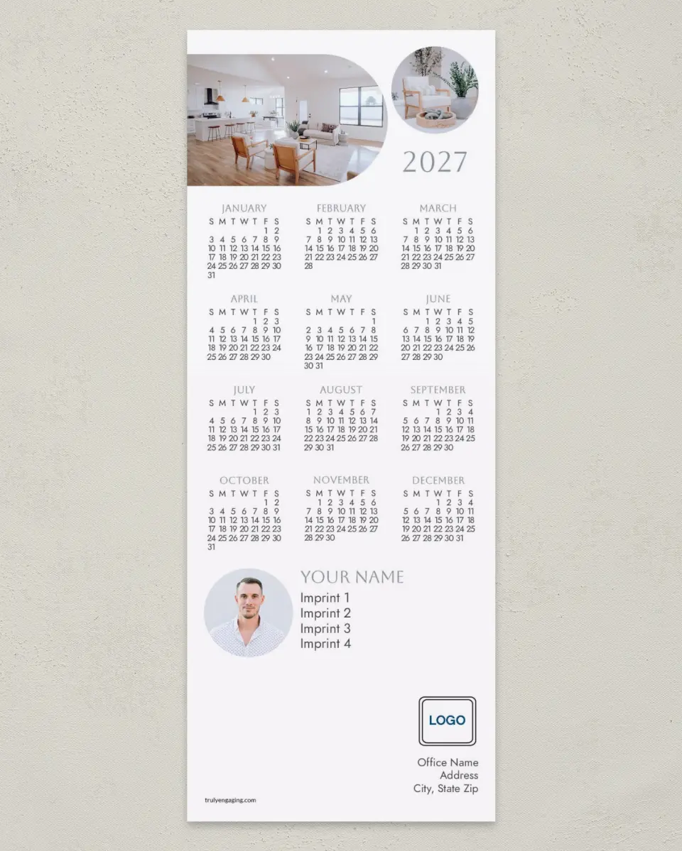 This is a 3½" x 9" Calendar MagnetCard called Shapely Home printed in full color