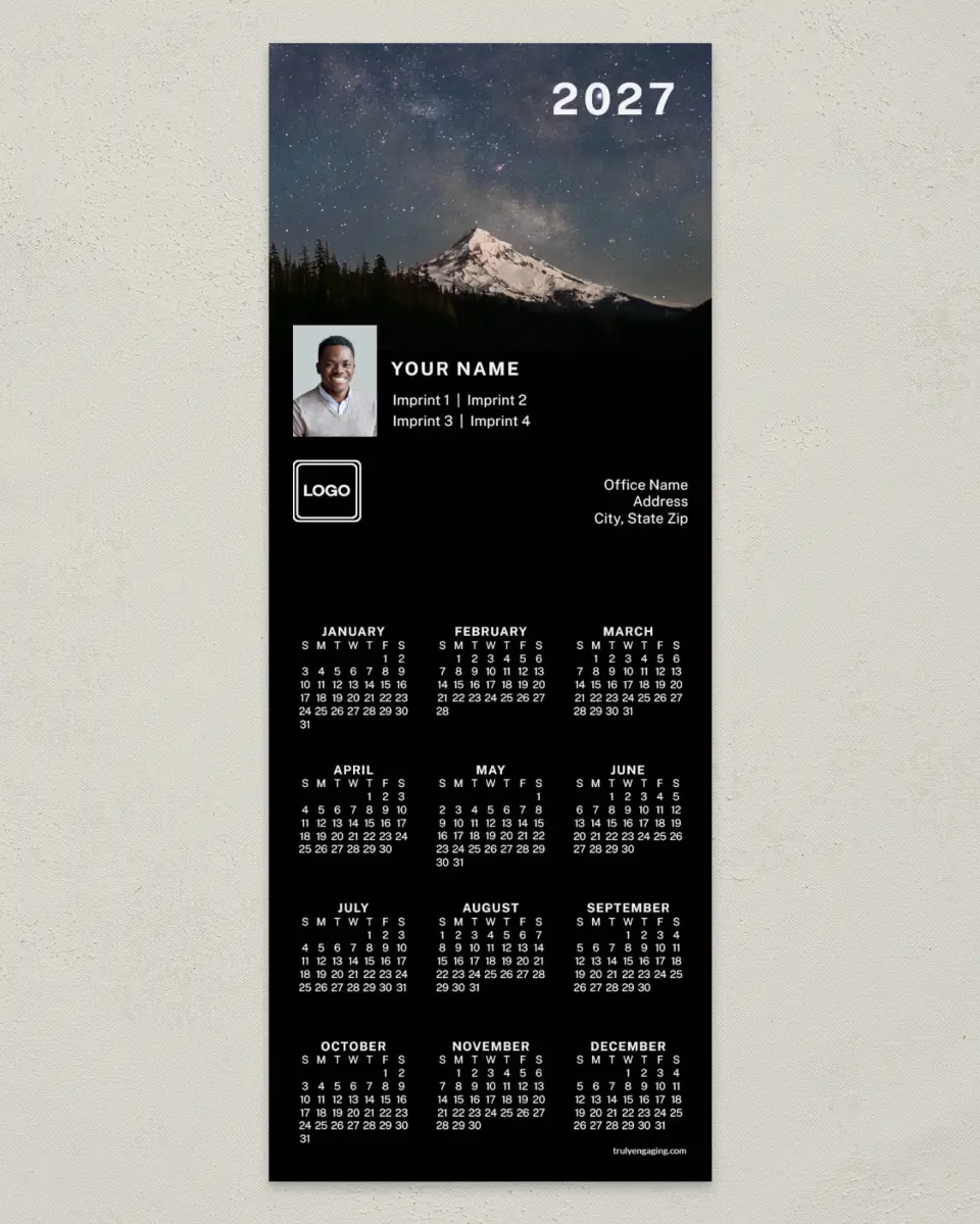 This is a 3½" x 9" Calendar MagnetCard called Scenic Height printed in full color