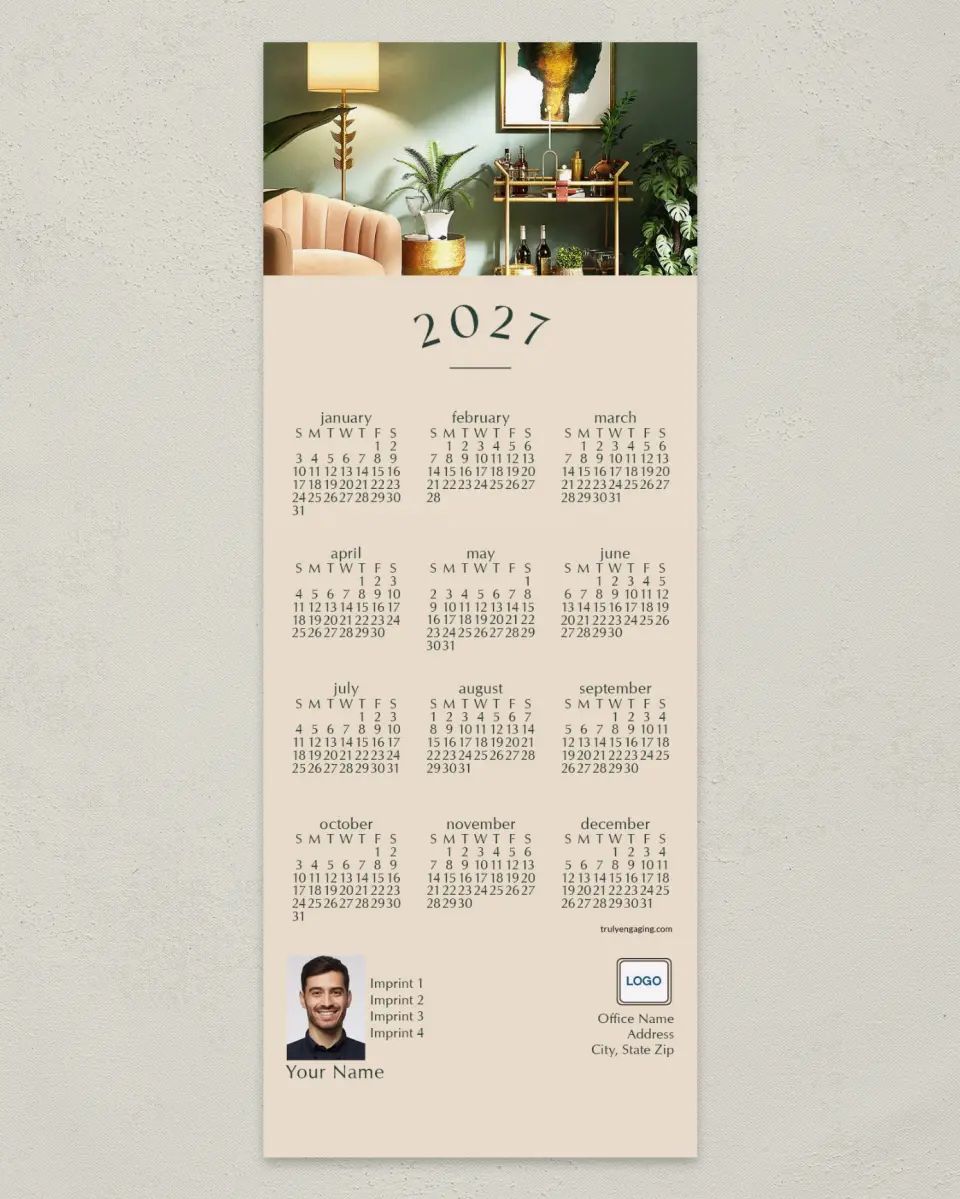 This is a 3½" x 9" Calendar MagnetCard called Swanky Style printed in full color