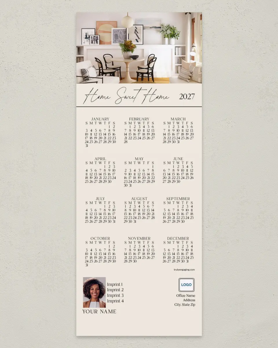 This is a 3½" x 9" Calendar MagnetCard called Sweet Room printed in full color