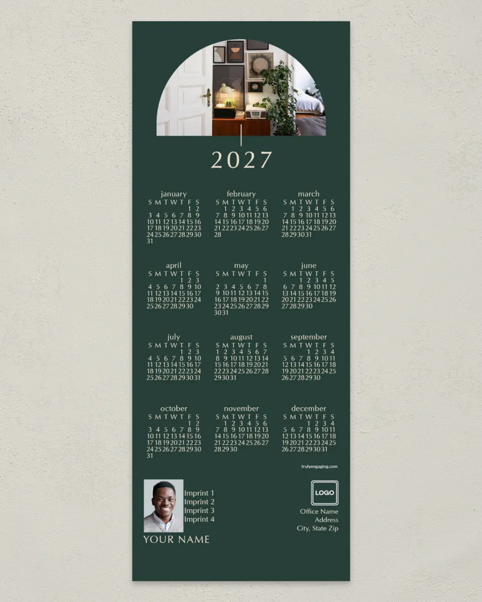 This is a 3½" x 9" Calendar MagnetCard called Home Arch printed in full color