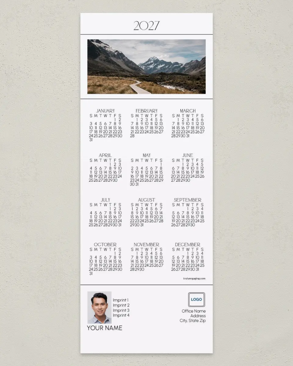 This is a 3½" x 9" Calendar MagnetCard called Clean Grid printed in full color