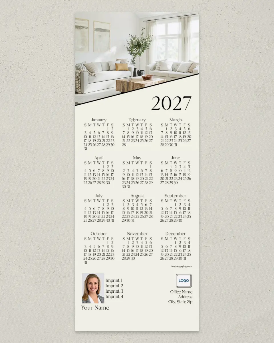 This is a 3½" x 9" Calendar MagnetCard called Diagonal Dates printed in full color