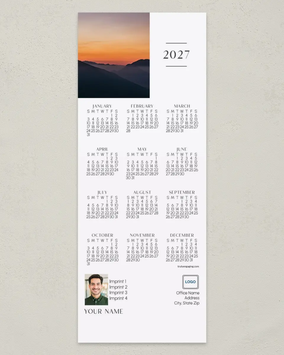 This is a 3½" x 9" Calendar MagnetCard called Serene Sunrise printed in full color