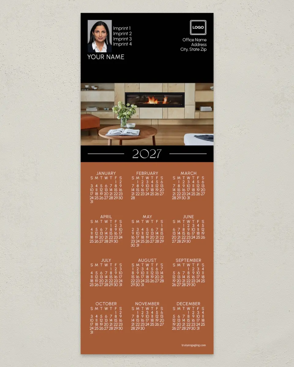 This is a 3½" x 9" Calendar MagnetCard called Flashy Fire printed in full color