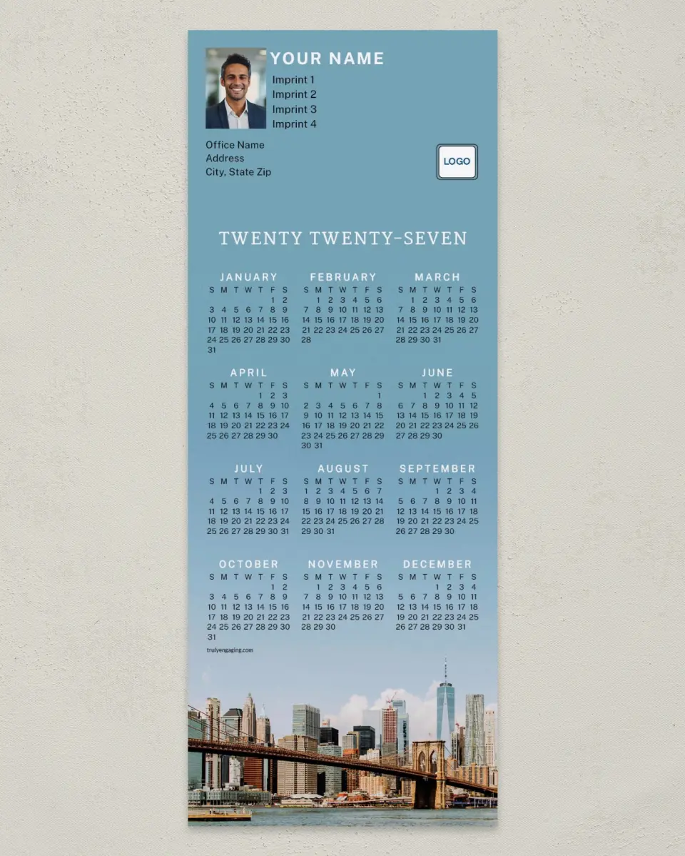 This is a 3½" x 9" Calendar MagnetCard called Skyline Splendor printed in full color
