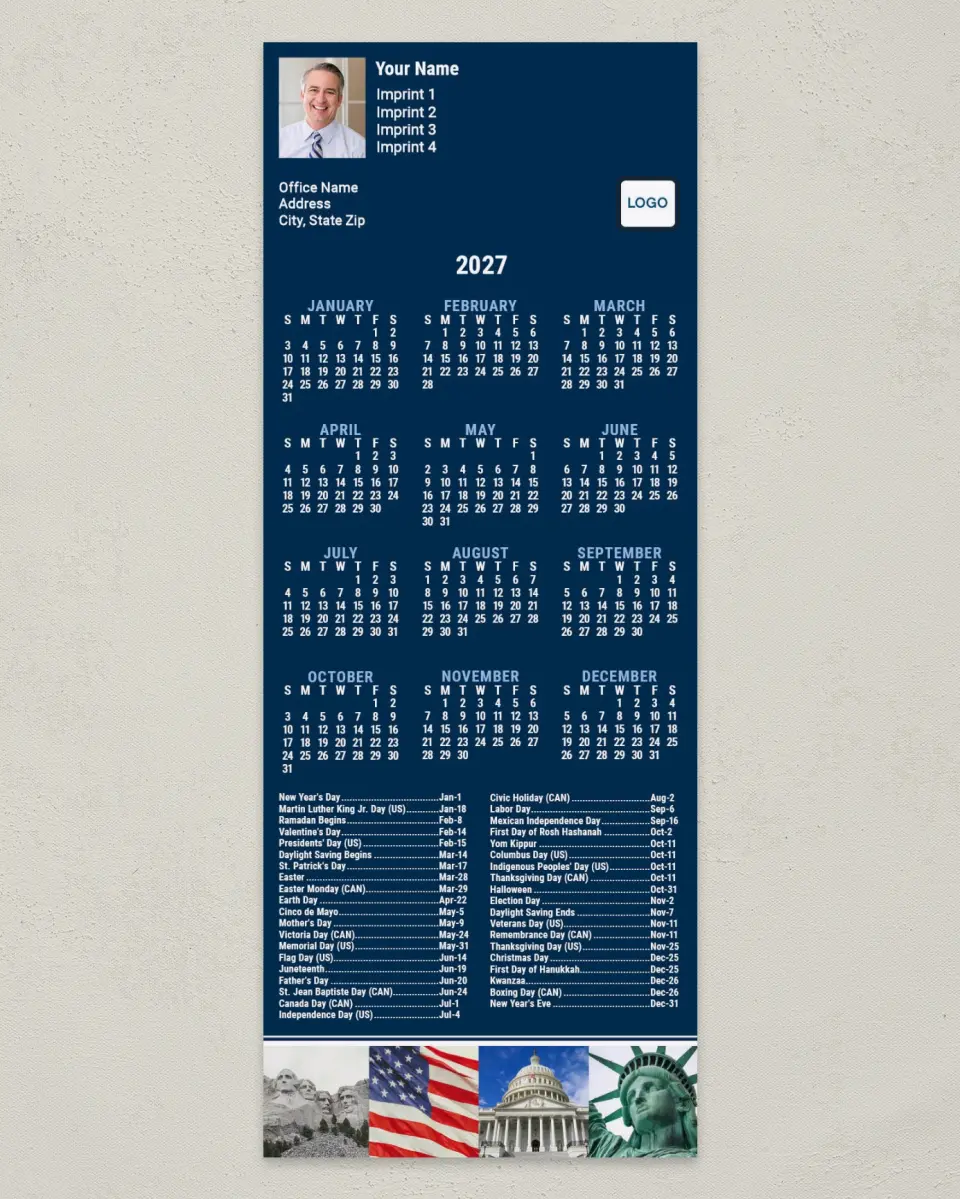 This is a 3½" x 9" Calendar MagnetCard called Patriot's Planner printed in full color