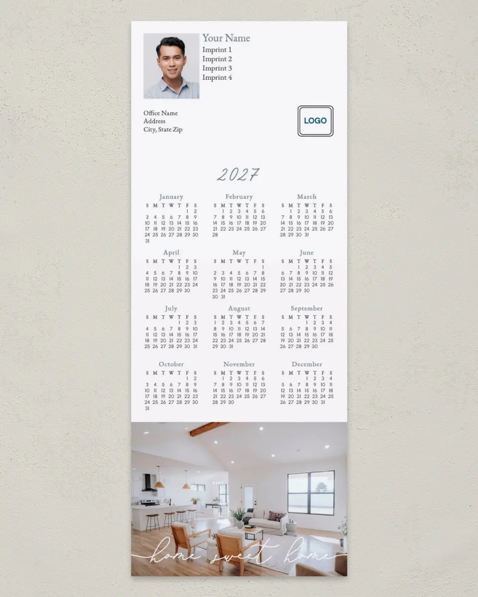 This is a 3½" x 9" Calendar MagnetCard called Comfort & Charm printed in full color
