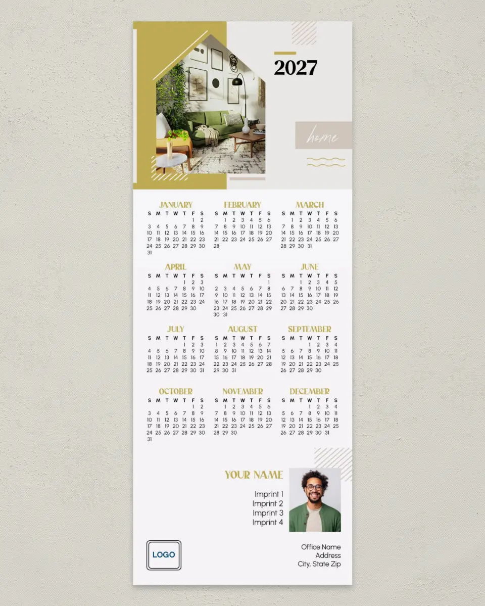 This is a 3½" x 9" Calendar MagnetCard called Contemporary Comfort printed in full color