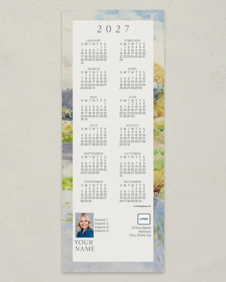 This is a 3½" x 9" Calendar MagnetCard called Blossom Border printed in full color