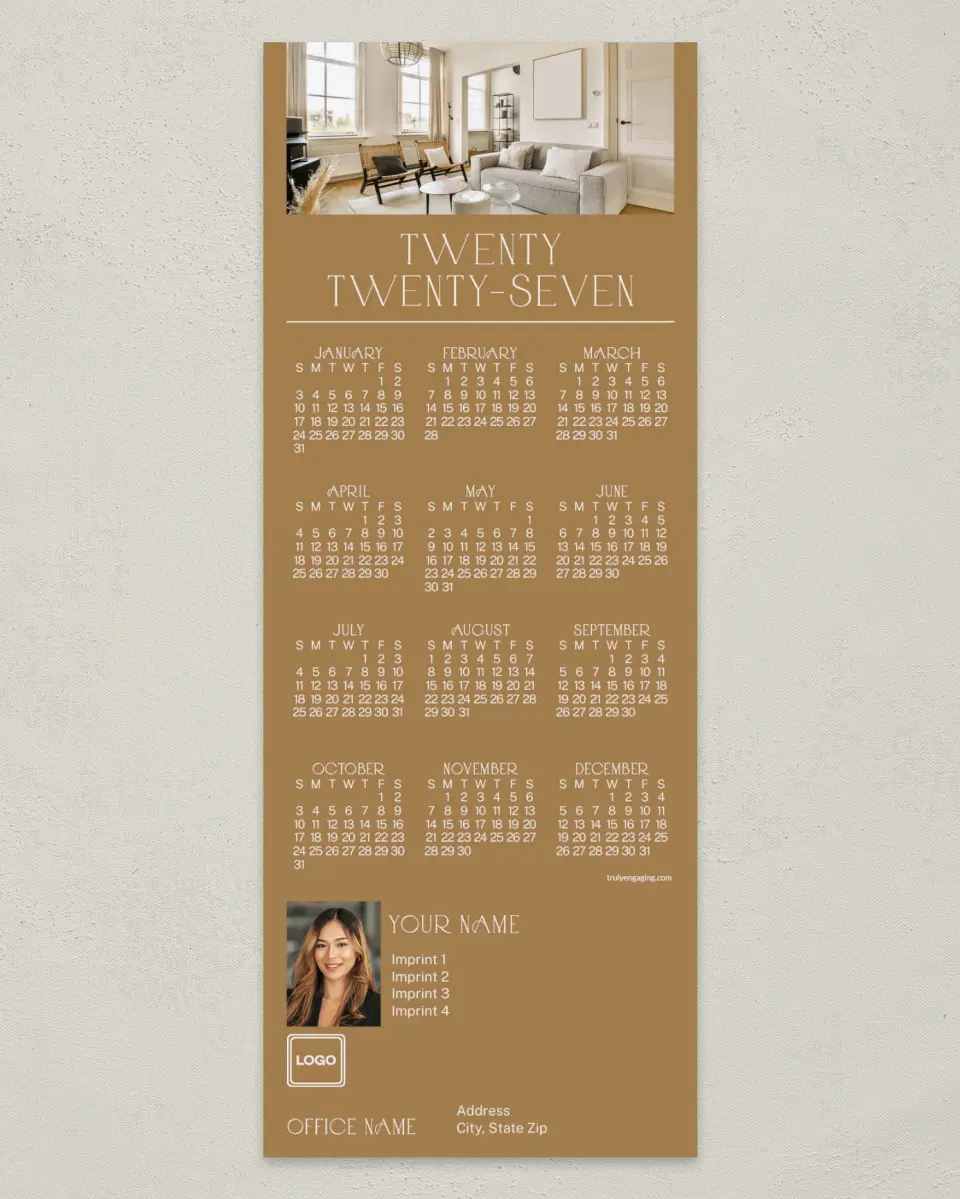 This is a 3½" x 9" Calendar MagnetCard called Cozy Living printed in full color