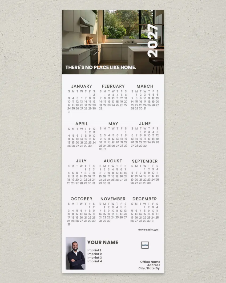 This is a 3½" x 9" Calendar MagnetCard called No Place Like Home printed in full color