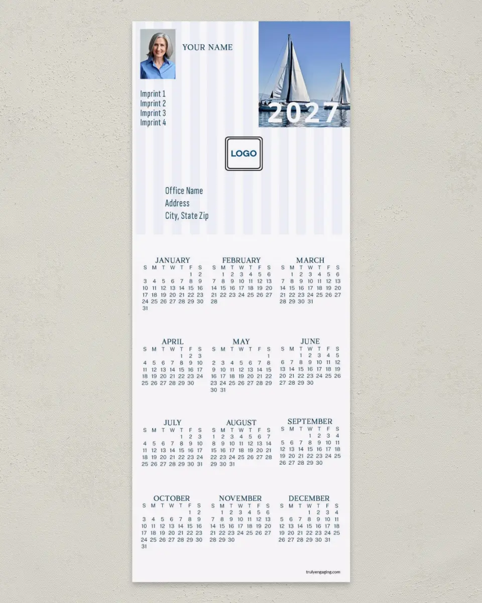 This is a 3½" x 9" Calendar MagnetCard called Nautical Voyage printed in full color