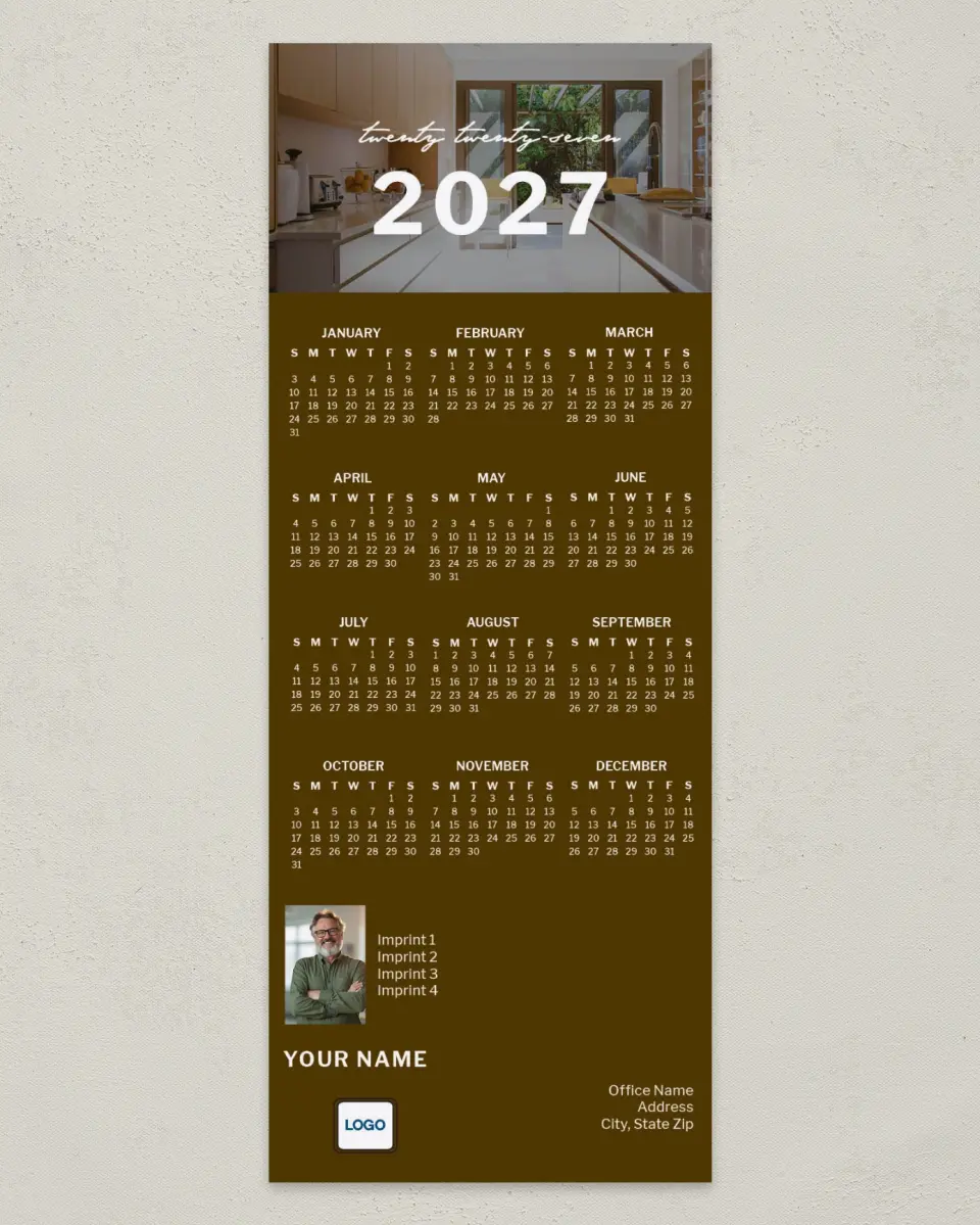This is a 3½" x 9" Calendar MagnetCard called Modern Umber printed in full color
