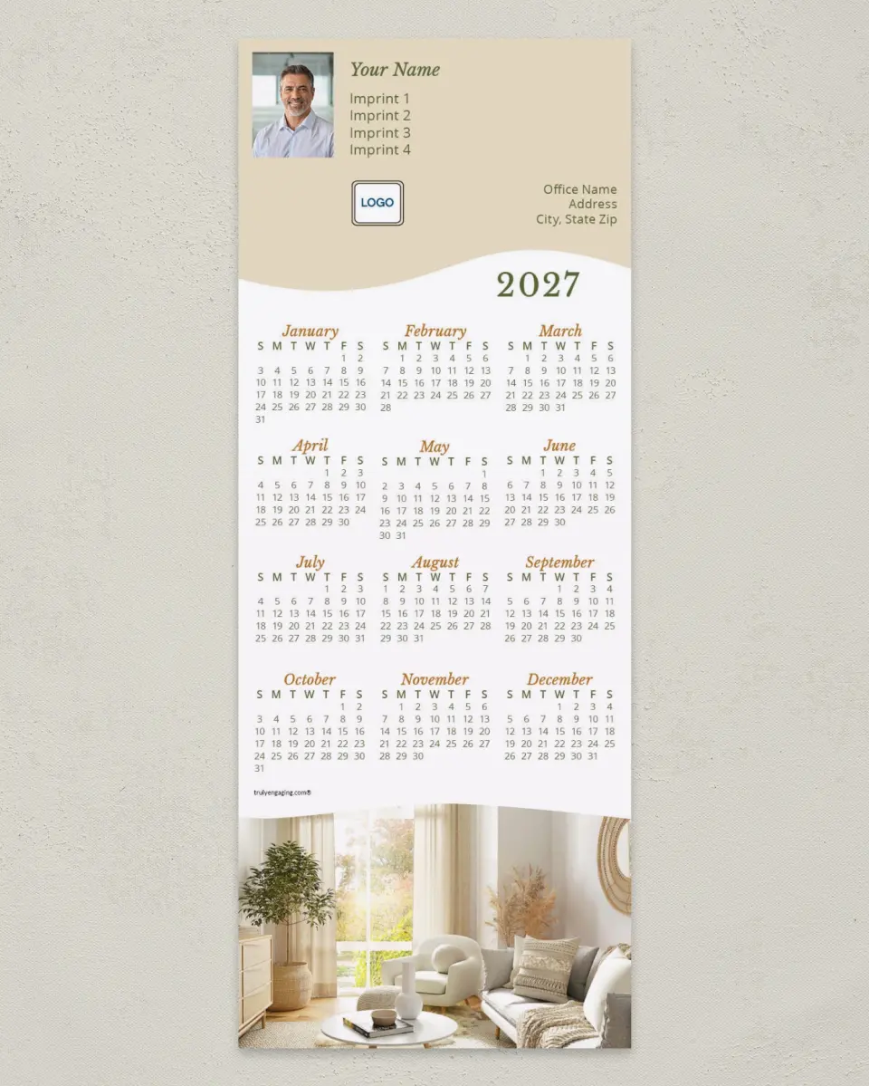 This is a 3½" x 9" Calendar MagnetCard called Boho Wave printed in full color