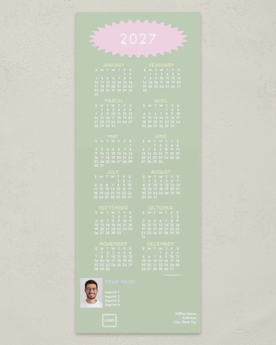This is a 3½" x 9" Calendar MagnetCard called Time Flies printed in full color