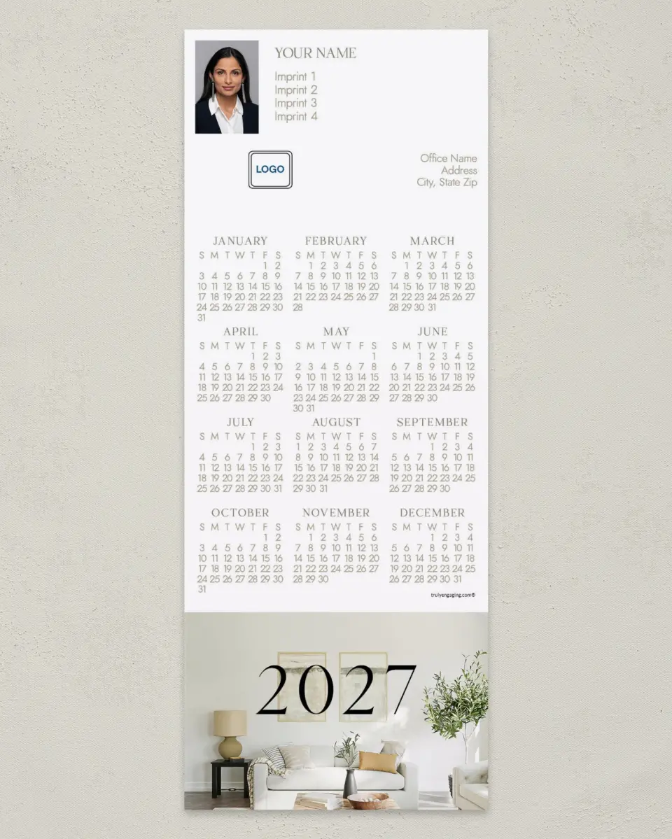 This is a 3½" x 9" Calendar MagnetCard called Modern Living printed in full color