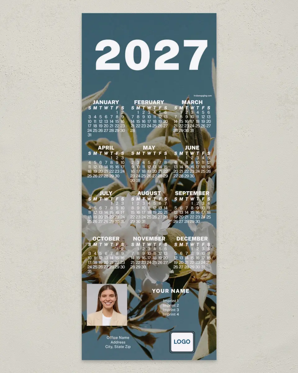 This is a 3½" x 9" Calendar MagnetCard called Sweet Bloom printed in full color