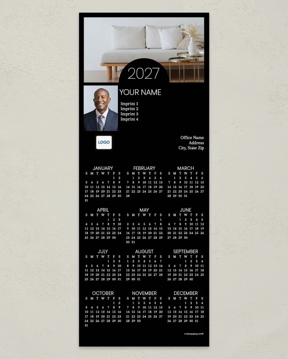 This is a 3½" x 9" Calendar MagnetCard called Modern Manor printed in full color