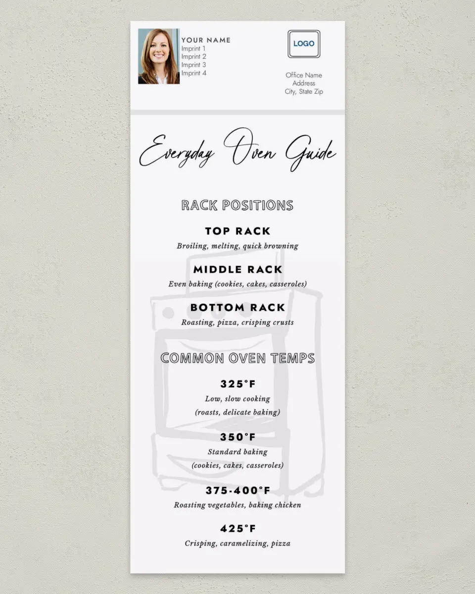 This is a 3½" x 9" Household Tip called Everyday Oven Guide printed in full color