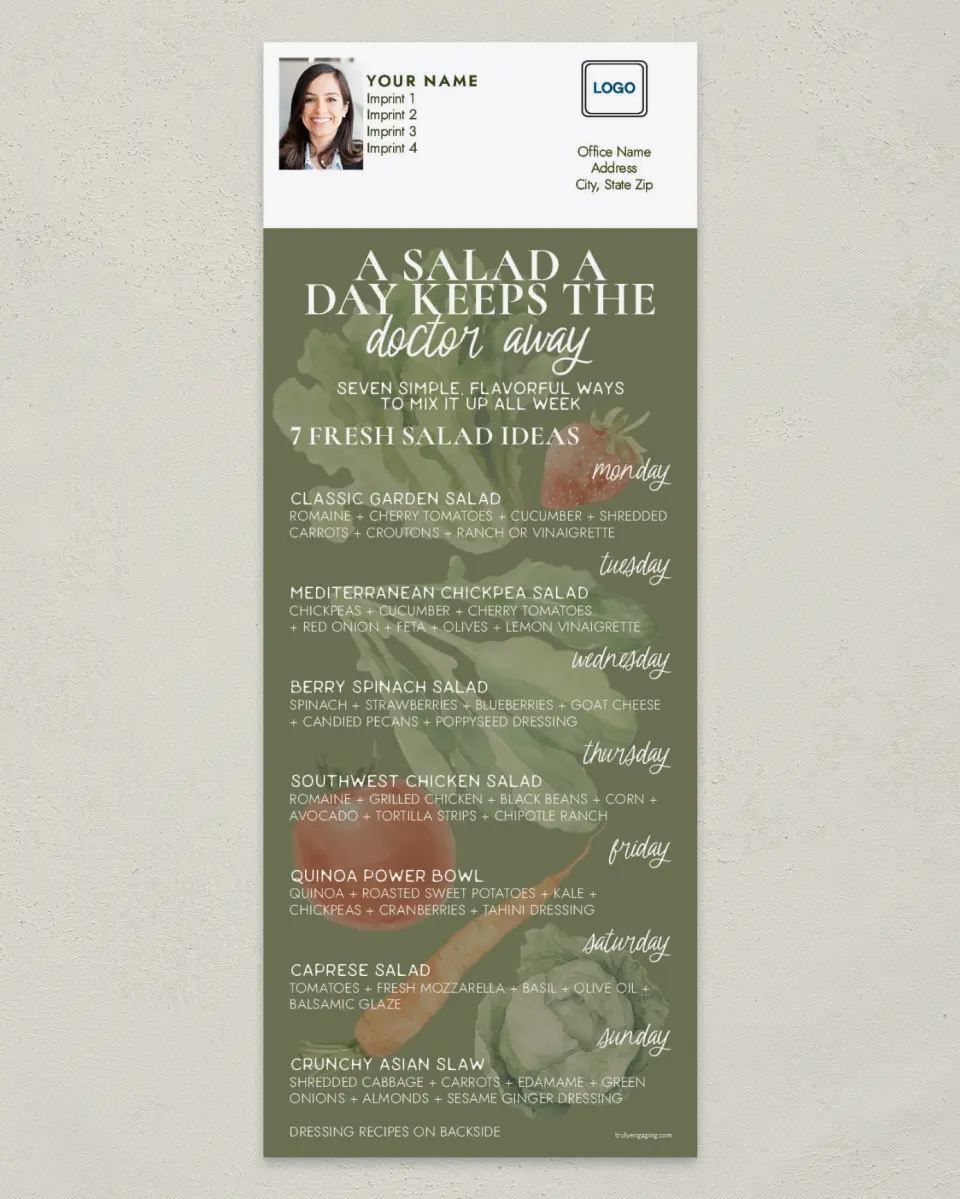 This is a 3½" x 9" Household Tip called A Salad a Day Keeps the Doctor Away printed in full color