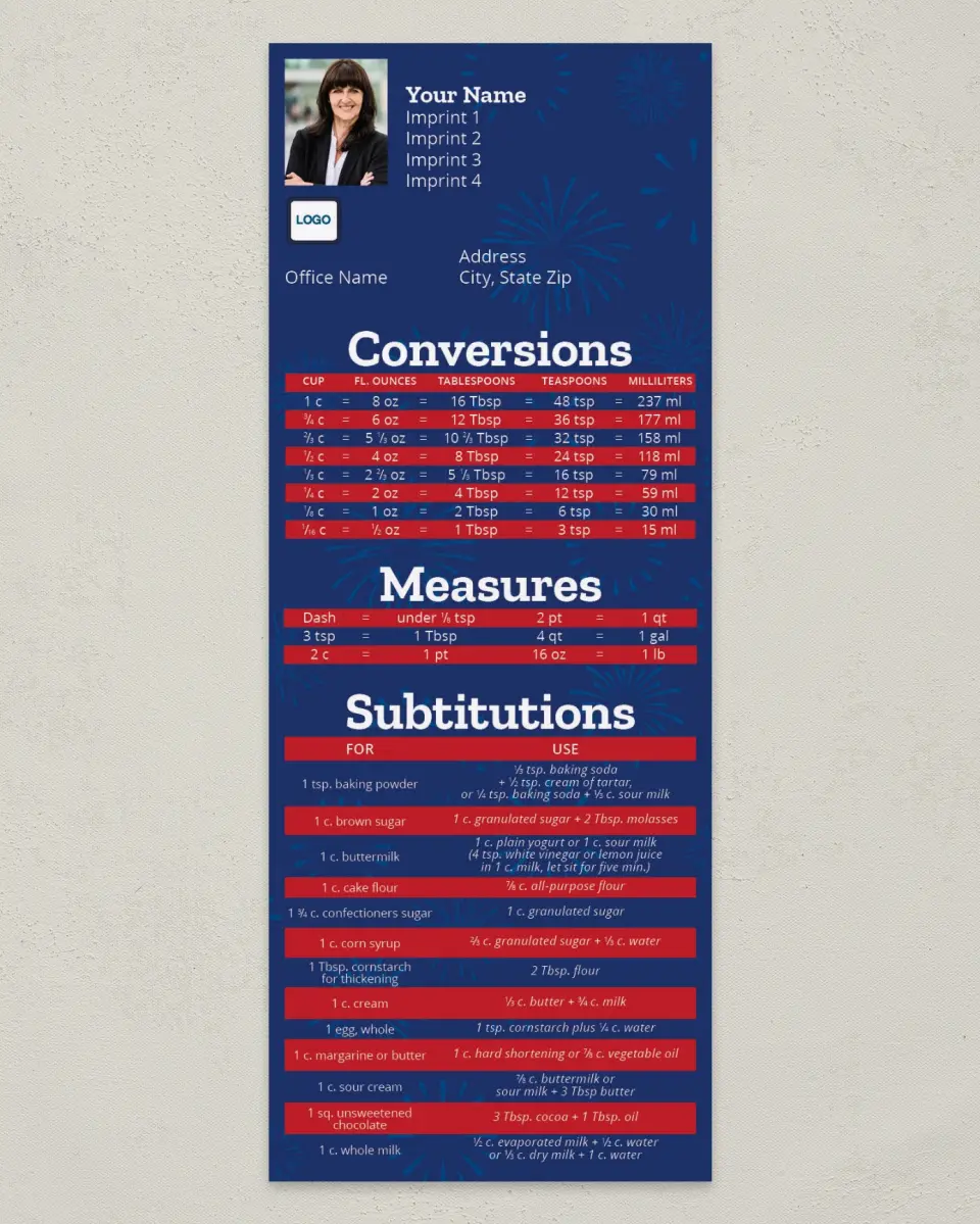 This is a 3½" x 9" Household Tip called Happy Birthday America (Measuring Conversions) printed in full color