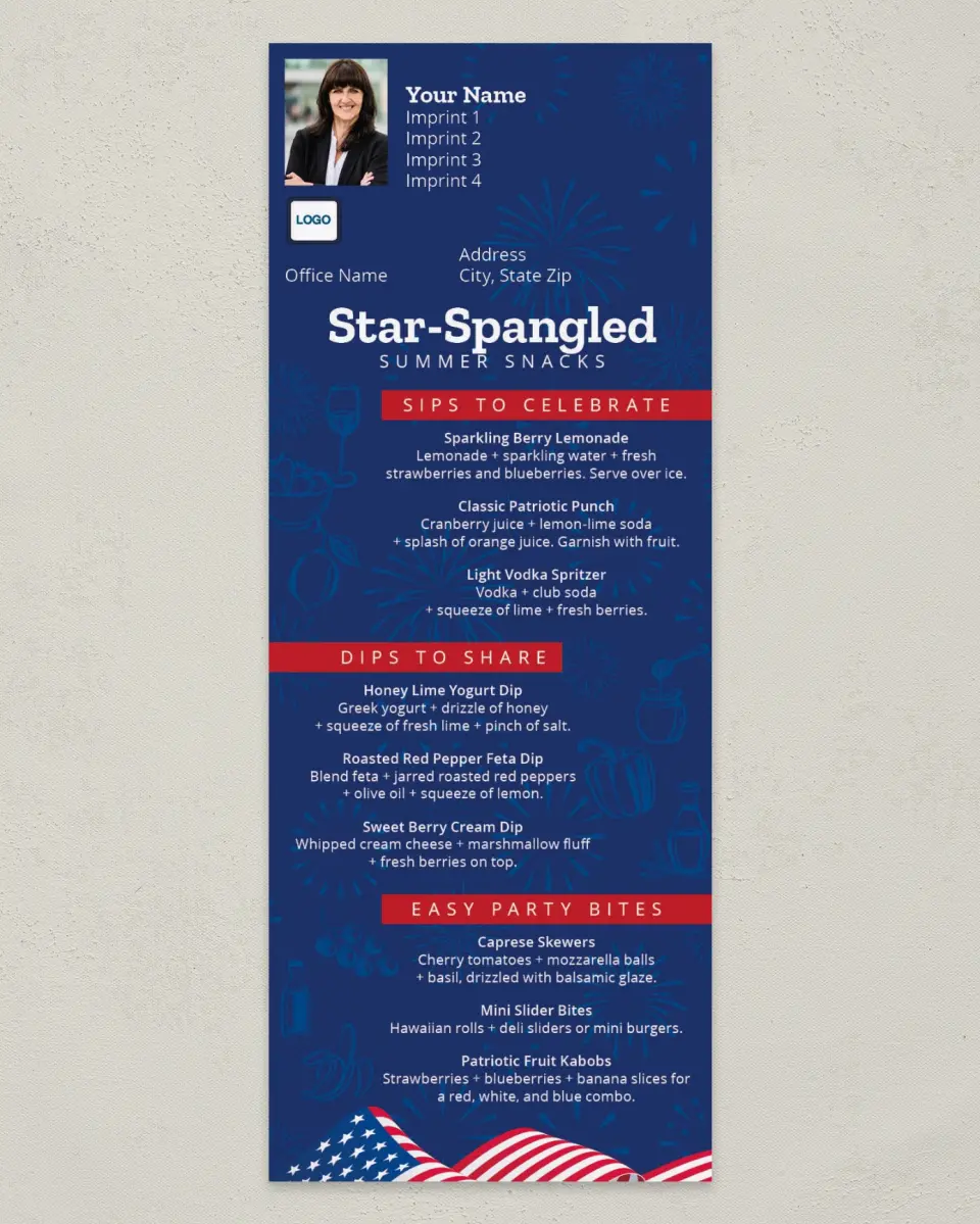 This is a 3½" x 9" Household Tip called Happy Birthday America (Snacks) printed in full color