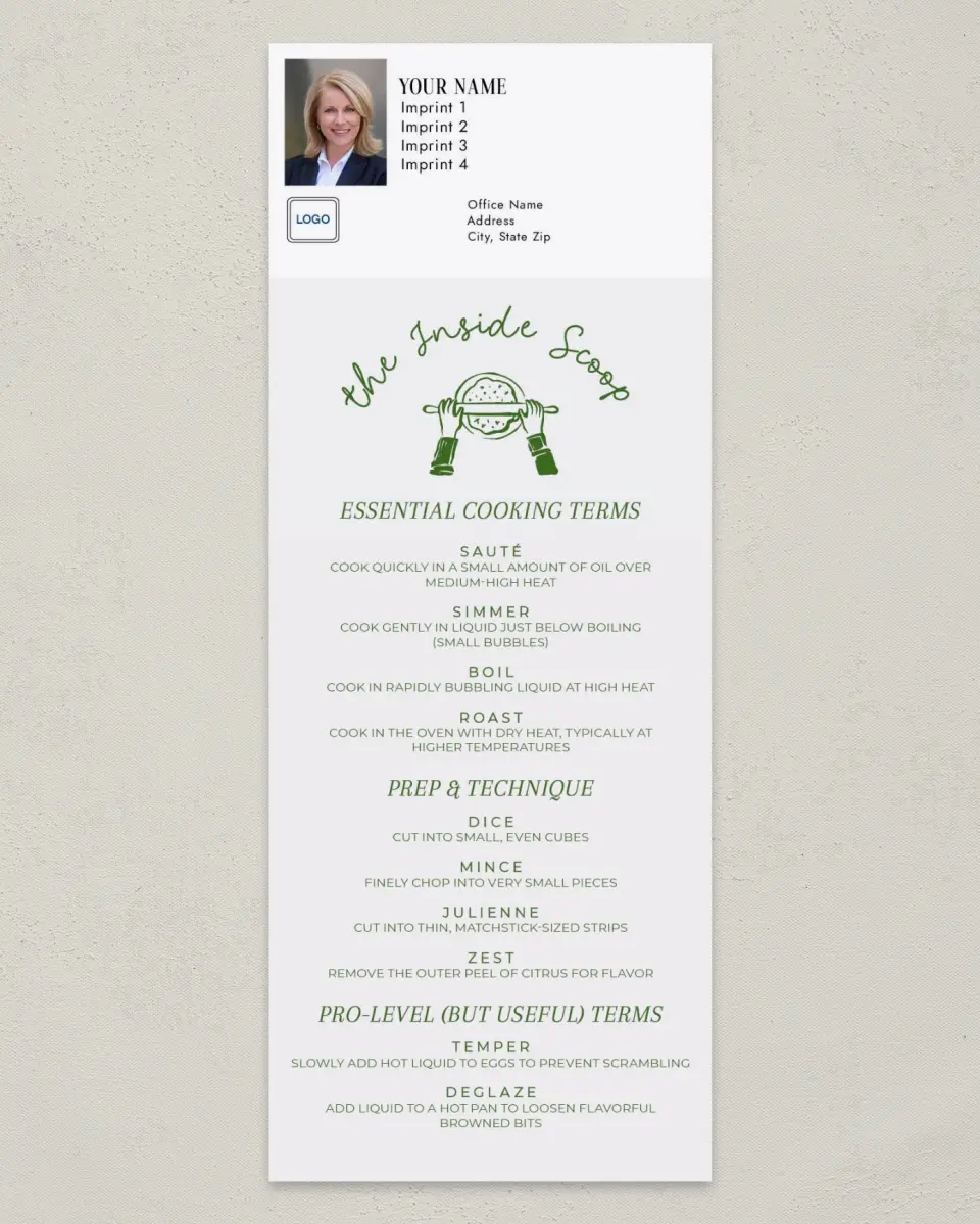 This is a 3½" x 9" Household Tip called Cooking Means & Terms printed in full color