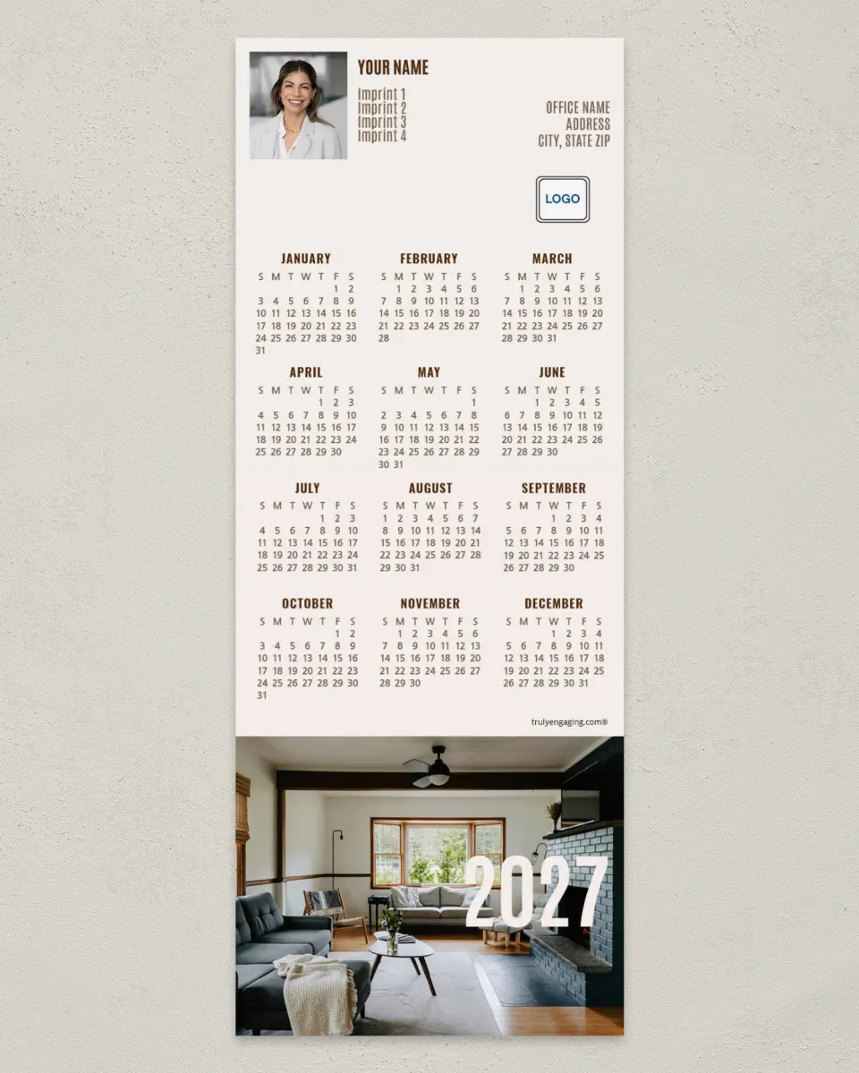 This is a 3½" x 9" Calendar MagnetCard called Moody Interior printed in full color