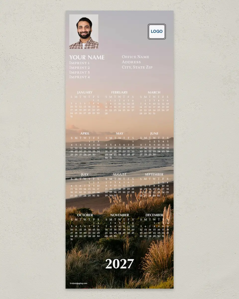 This is a 3½" x 9" Calendar MagnetCard called Raglan Coastal printed in full color