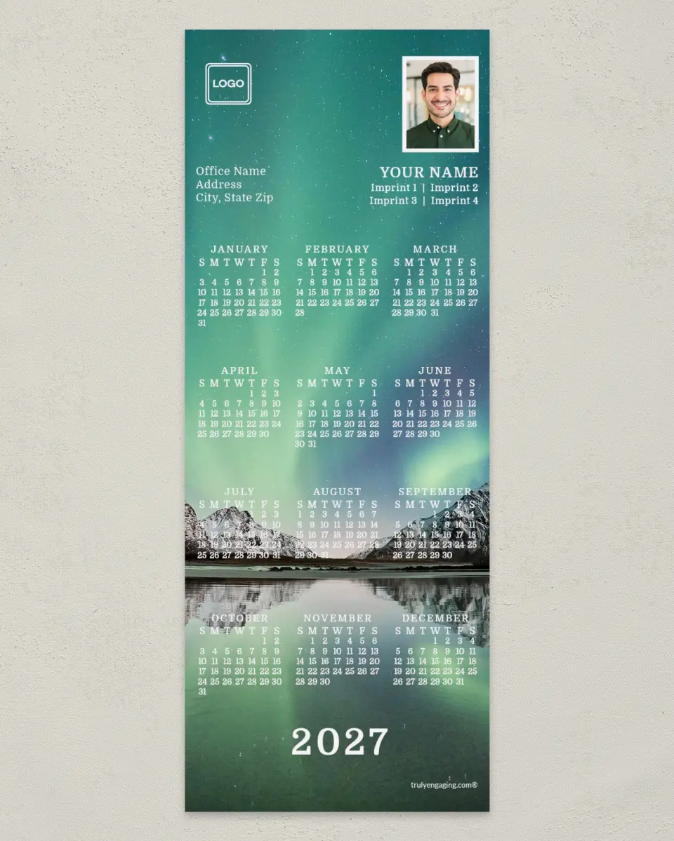 This is a 3½" x 9" Calendar MagnetCard called Dancing Lights printed in full color