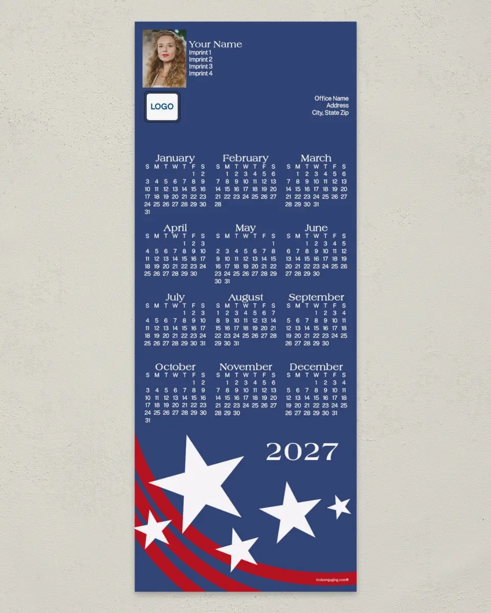 This is a 3½" x 9" Calendar MagnetCard called Land of the Free printed in full color