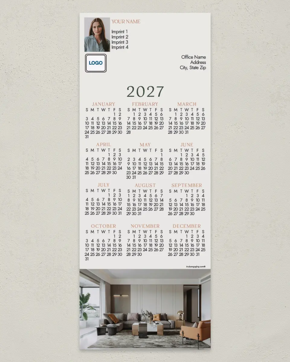 This is a 3½" x 9" Calendar MagnetCard called Clean and Modern printed in full color