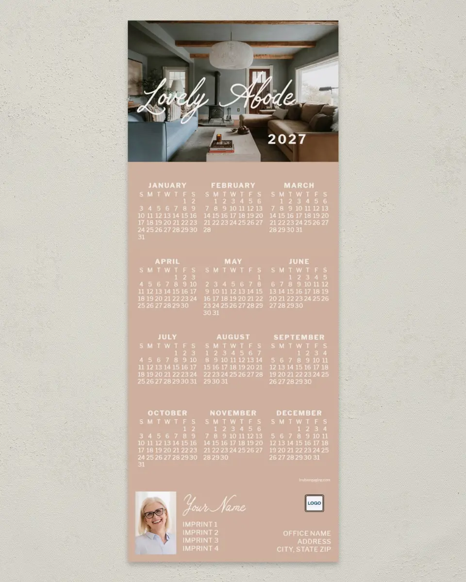 This is a 3½" x 9" Calendar MagnetCard called Lovely Abode printed in full color