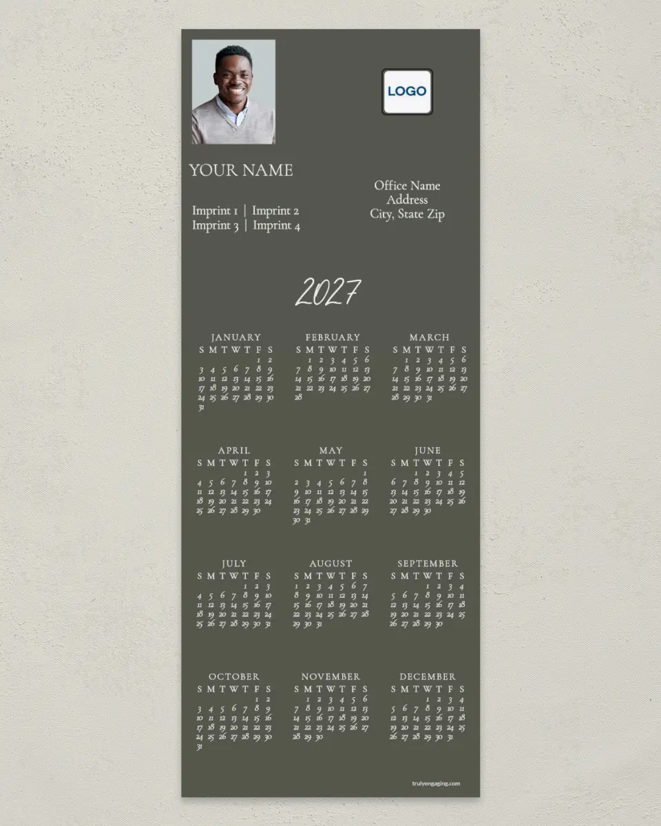 This is a 3½" x 9" Calendar MagnetCard called All The Info printed in full color