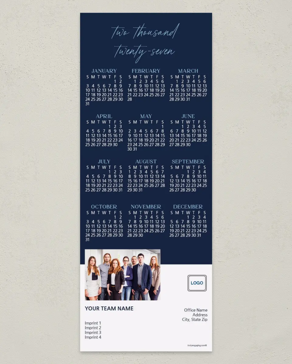 This is a 3½" x 9" Calendar MagnetCard called Professional Team printed in full color