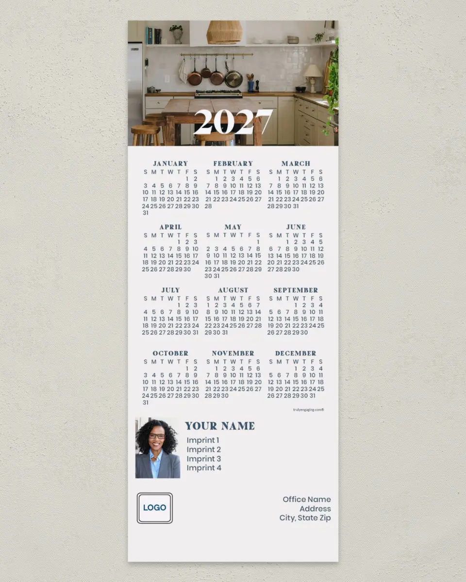 This is a 3½" x 9" Calendar MagnetCard called Home Base printed in full color