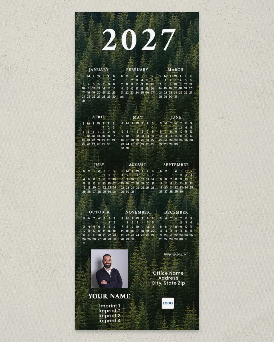 This is a 3½" x 9" Calendar MagnetCard called Forest Trail printed in full color