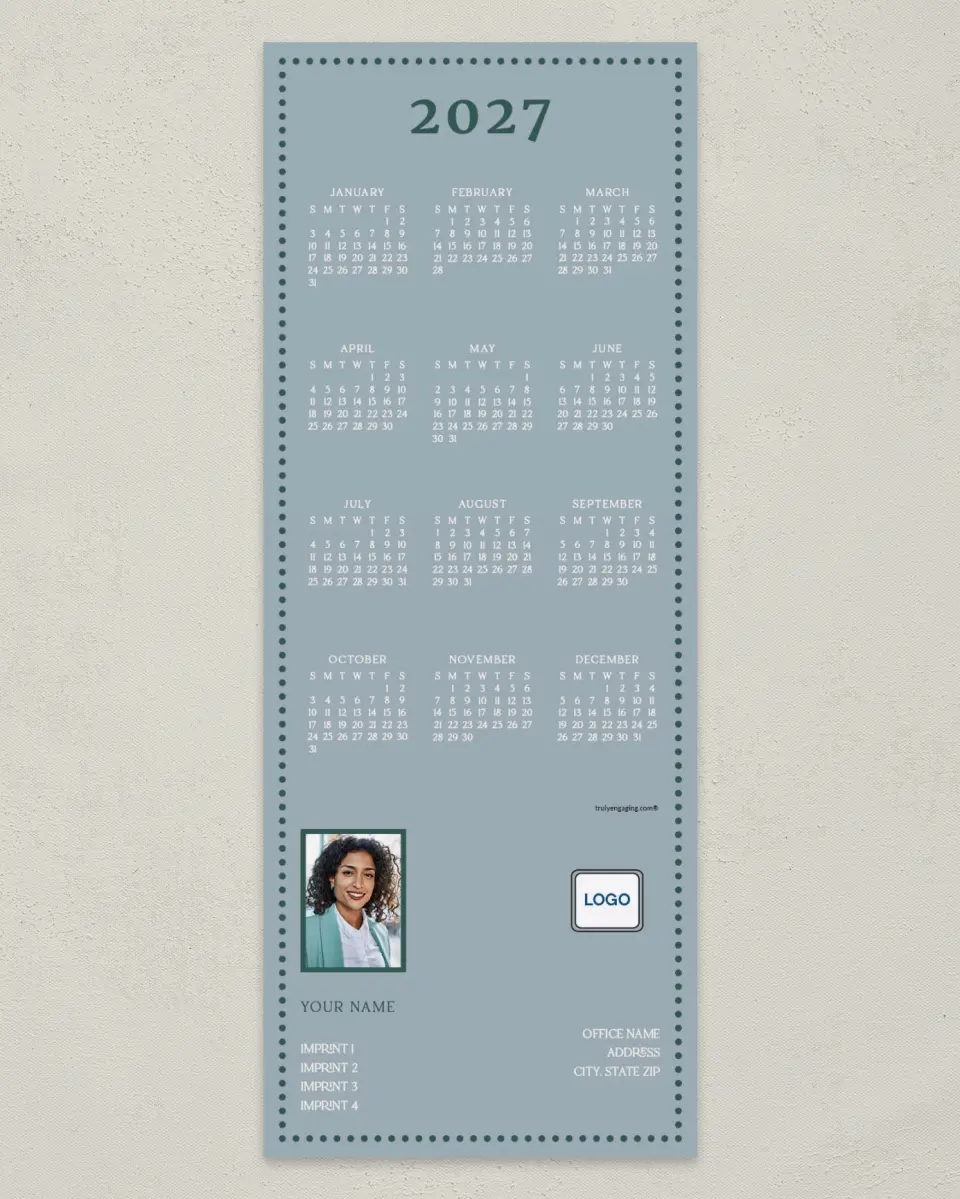 This is a 3½" x 9" Calendar MagnetCard called Dotted I's printed in full color
