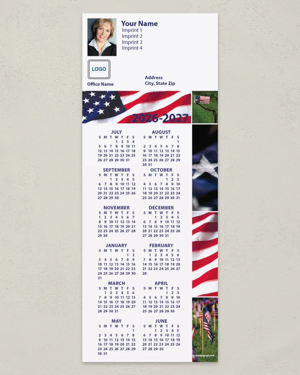 This is a 3½" x 9" July Start called American Mosaic printed in full color