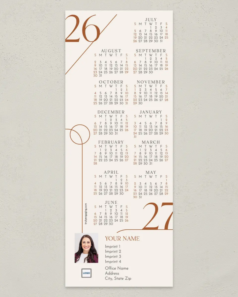This is a 3½" x 9" July Start called Calendar Refresh printed in full color