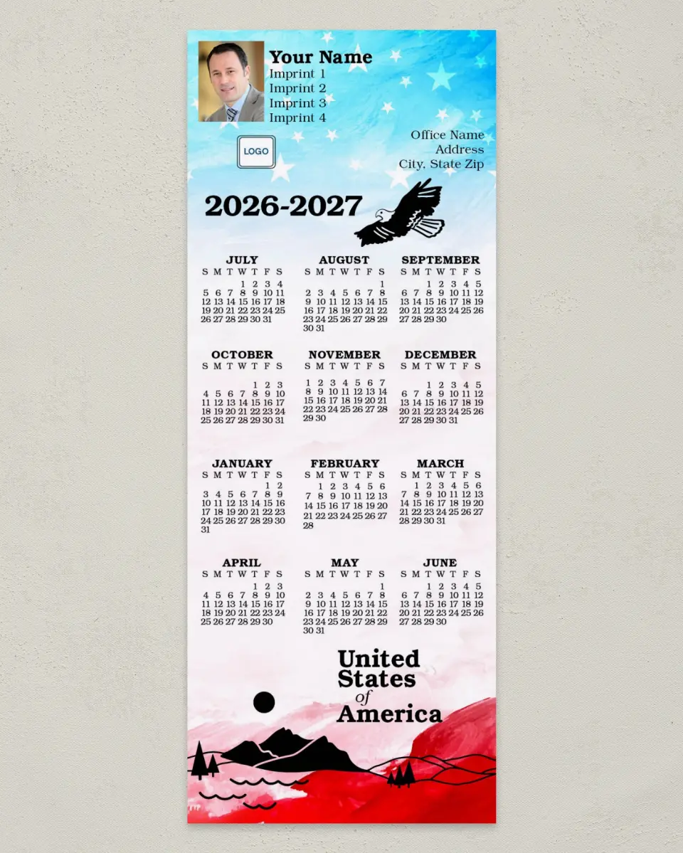 This is a 3½" x 9" July Start called America the Beautiful printed in full color