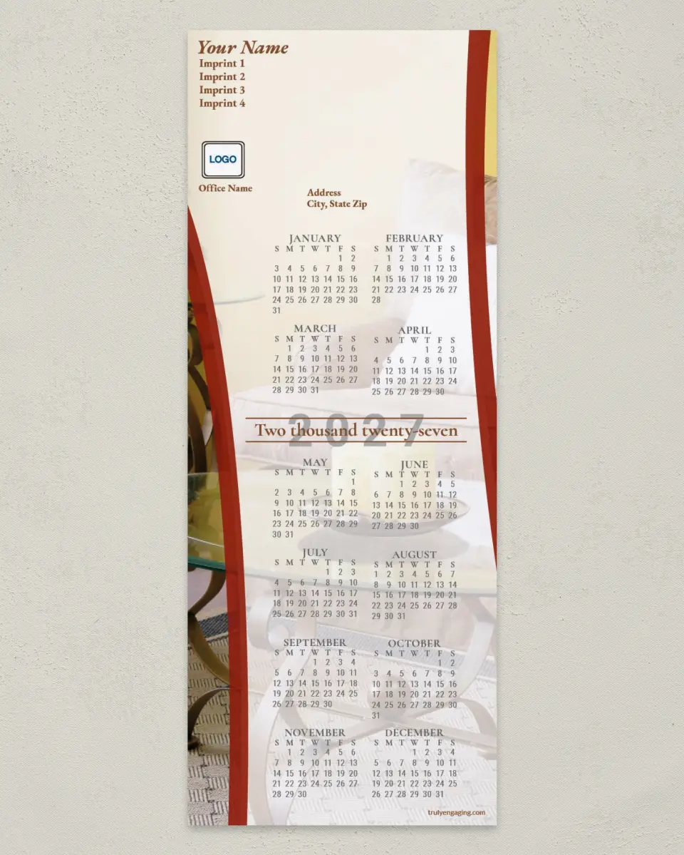 This is a 3½" x 9" Calendar MagnetCard called Curves printed in full color