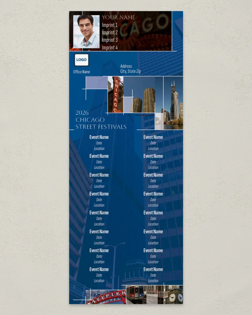 This is a 3½" x 9" Event Schedule called Chicago Street Festivals printed in full color