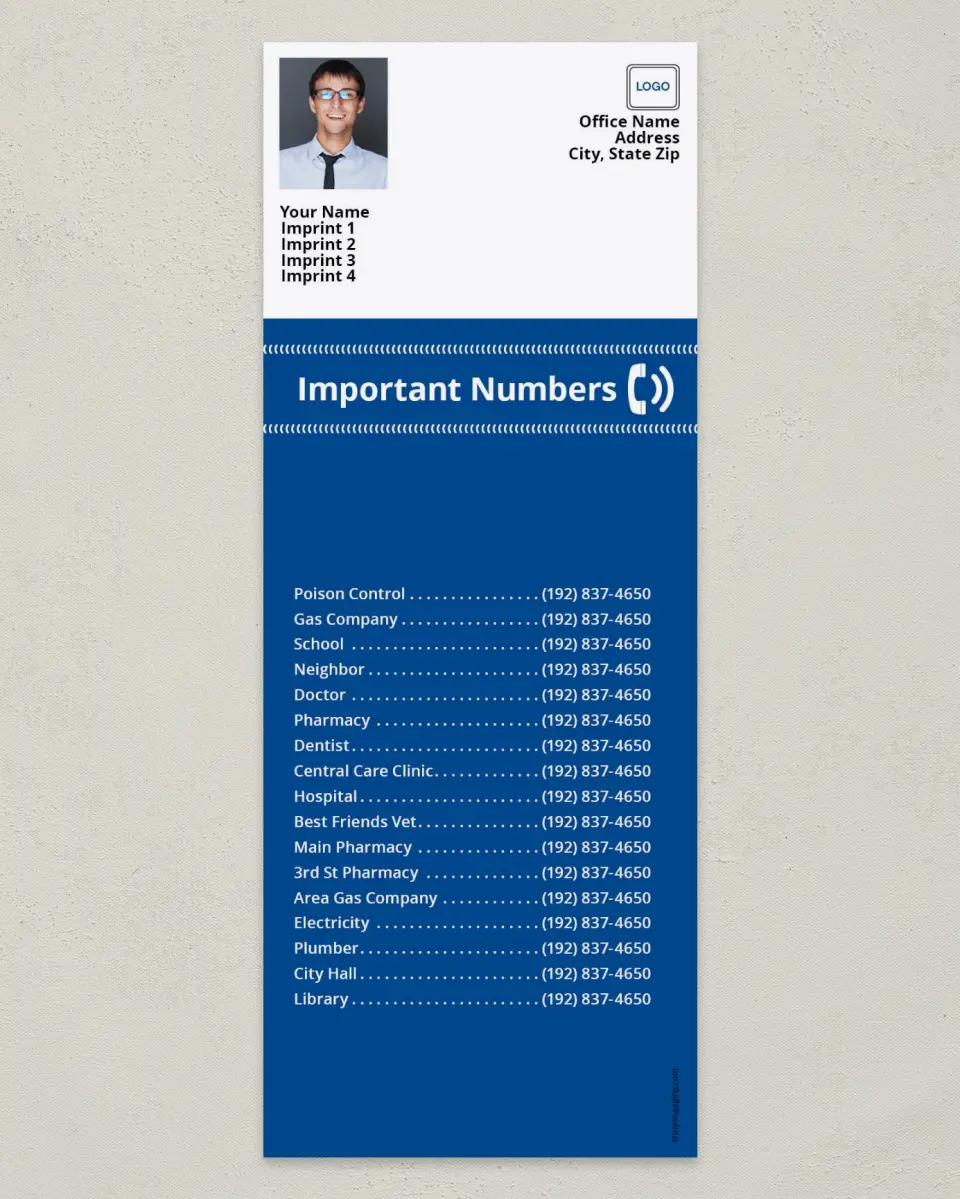 This is a 3½" x 9" Directorie called Crisp Blue printed in full color