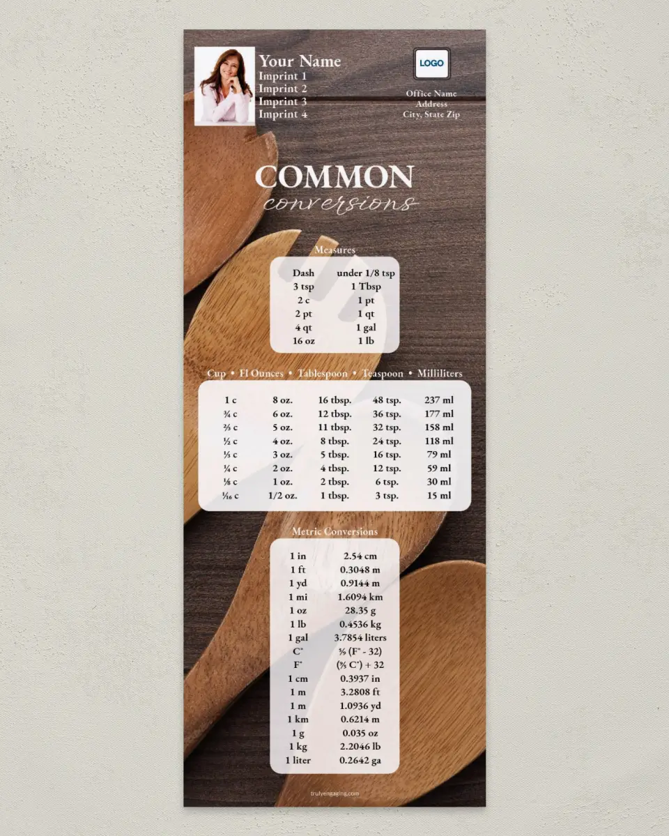 This is a 3½" x 9" Kitchen Conversion called Wooden Spoons printed in full color