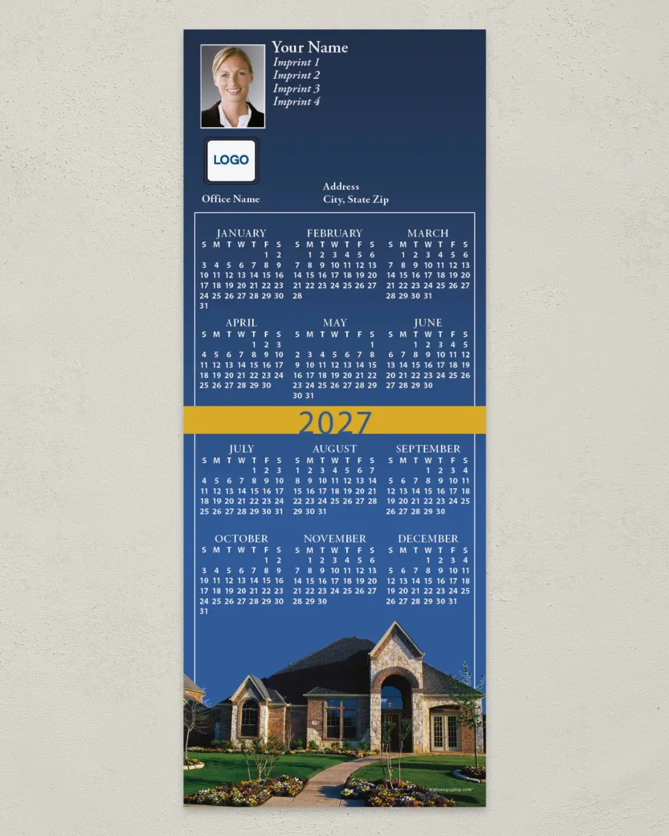 This is a 3½" x 9" Calendar MagnetCard called House printed in full color